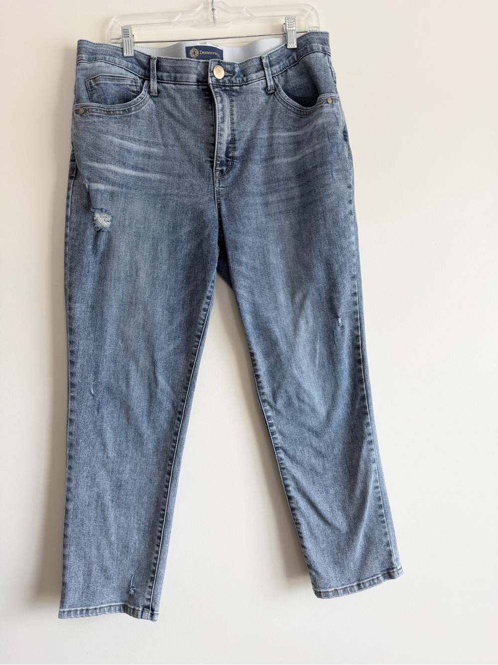 Democracy Women’s Medium Wash Straight Leg Cropped Jeans Tummy Control 14
